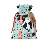 Bonita bolsa de mano de vaca con lunares, 1 unidad, material duradero, 11,9 x 17,5 cm, con cordón para regalo elegante de Halloween