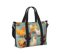 Bonita bolsa de mano de viaje con estampado de pollo y caminatas, portátil, plegable, para fin de semana, viajes, gimnasio, vacaciones