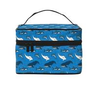 Bonita bolsa de maquillaje con diseño de ballena, delfín, tiburón, bonitas bolsas de cosméticos para mujeres, neceser de aseo, bolsa organizadora de maquillaje de viaje grande