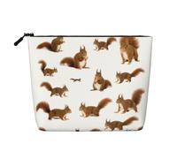 Bonita bolsa de maquillaje con estampado de ardilla, bolsa de aseo de viaje, bolsa de maquillaje de viaje, estuche organizador de maquillaje portátil para mujer, Black, Talla única