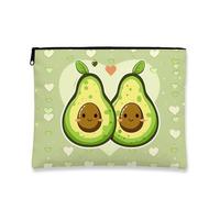 Bonita bolsa de maquillaje de aguacate, bolsa de viaje para cosméticos de frutas de dibujos animados para mujer, organizador portátil de lona con cremallera, regalo para amigos y festivales, Verde