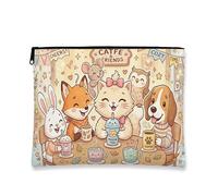 Bonita bolsa de maquillaje de animales, bolsa de viaje de cosméticos para mujeres, organizador portátil con cremallera, acogedora bolsa de aseo para la hora del café, Varios colores, 7x9 Inch