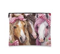 Bonita bolsa de maquillaje de caballo, pintada a mano y caballo mágico, bolsa de viaje para niñas, organizador portátil de lona con cremallera, perfecto para regalo de cumpleaños y festivales de