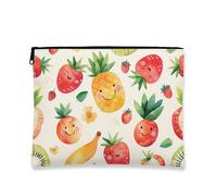 Bonita bolsa de maquillaje de frutas, colorida bolsa de cosméticos de viaje con patrón de emoticonos felices para mujeres, organizador portátil de lona con cremallera, para festivales de verano