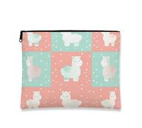 Bonita bolsa de maquillaje de llama, bolsa de viaje con patrón de animales pastel para niñas, organizador portátil con cremallera para el cuidado de la piel, idea de regalo de primavera, Pastel, 7x9
