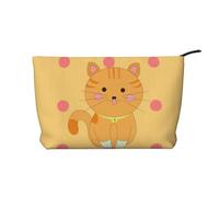 Bonita bolsa de maquillaje de pana con diseño de gatito de dibujos animados, versátil bolsa de cosméticos con cremallera para uso diario y organizador de capacidad de viaje, Black, Talla única