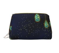 Bonita bolsa de maquillaje de piel con cremallera de Under The Night Sky, bonita bolsa grande de apertura amplia, White, Talla única