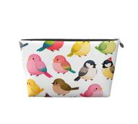 Bonita bolsa de maquillaje de piel con diseño de pajarito, bolsa impermeable para cosméticos