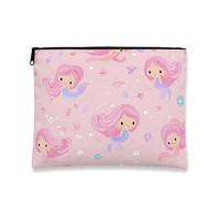 Bonita bolsa de maquillaje de sirena, bolsa de viaje para cosméticos, bolsa de viaje para mujer, portátil de lona pequeña con cremallera, bolsa de aseo para el cuidado de la piel de playa de verano