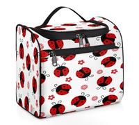 Bonita bolsa de maquillaje de viaje con diseño de mariquita para mujeres, hombres, niñas y niños, bolsa de aseo de 11.2 L, bolsa de aseo colgante, organizador de cosméticos, bolsas de ducha, color,