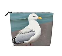 Bonita bolsa de maquillaje estilo cáñamo gaviota, bolsa organizadora impermeable para artículos de tocador de viaje y almacenamiento diario