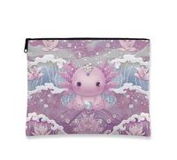 Bonita bolsa de maquillaje, melocotón fantasía ajolote, bolsa de viaje para mujer, organizador portátil de lona con cremallera, regalo para festivales y fiestas, Melocotón, 7x9 Inch, Bolsa