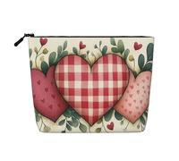 Bonita bolsa de maquillaje para bolso, cosméticos, viajes, casual, bolsa de almacenamiento con cremallera, Rosa y beige 9, 24x17x5cm, Neceser de maquillaje