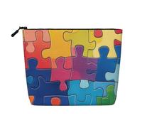 Bonita bolsa de maquillaje para bolso, cosméticos, viajes, casual, bolsa de almacenamiento con cremallera, Rompecabezas colorido 3, Talla única, Neceser de maquillaje
