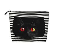 Bonita bolsa de maquillaje para bolso de viaje, casual, bolsa de almacenamiento con cremallera, Gato a rayas 3, Talla única, Neceser de maquillaje