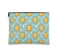 Bonita bolsa de maquillaje para el sol, bolsa de cosméticos Playful Aqua para mujer, organizador portátil con cremallera, bolsa de aseo de viaje de verano, Aguamarina, 7x9 Inch, Sol