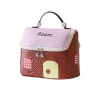 Bonita bolsa de maquillaje portátil con cremallera y asa, impermeable, bolsa de maquillaje de viaje, para el cuidado de la piel, regalo para amigas, hermanas, hijas, madres, esposas, Brown, Clásico