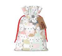 Bonita bolsa de Navidad con estampado de dibujos animados de ovejas coloridas con cordón, 4.7 x 6.9 pulgadas para Navidad, Halloween