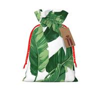 Bonita bolsa de Navidad con estampado de hojas de palma verde, bolsas con cordón para regalos de vacaciones, saco de Navidad, decoración de fiesta