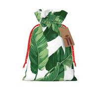 Bonita bolsa de Navidad con estampado de hojas de palma verde con cordón, 4.7 x 6.9 pulgadas para Navidad, Halloween