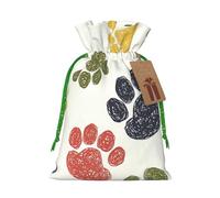 Bonita bolsa de Navidad con estampado de huellas de perro, bolsas con cordón para regalos de vacaciones, saco de Navidad, regalo de decoración de fiesta