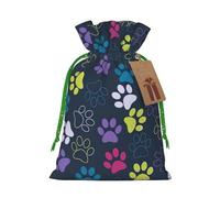 Bonita bolsa de Navidad con estampado de huellas de perro, bolsas con cordón para regalos de vacaciones, saco de Navidad, regalo de decoración de fiesta