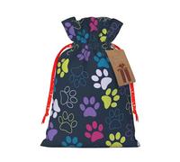 Bonita bolsa de Navidad con estampado de huellas de perro, bolsas con cordón para regalos de vacaciones, saco de Navidad, regalo de decoración de fiesta