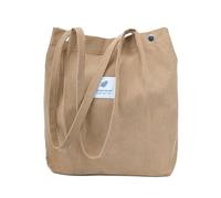 Bonita bolsa de pana para mujer, bolsa de hombro con bolsillo interior para trabajo, playa, viajes y compras de comestibles (caqui)