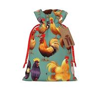 Bonita bolsa de regalo con cordón de pollos de gallo, regalo de vacaciones, decoración para suministros de fiesta de Navidad y Halloween, 8.3 x 11.8 pulgadas