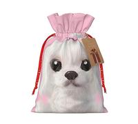 Bonita bolsa de regalo con correa de cáñamo para perro maltés, bolsa con cordón para regalo de Navidad, cumpleaños, fiesta de cumpleaños