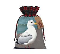Bonita bolsa de regalo con estampado de gaviota de 8.3 x 11.8 pulgadas, decoración de fiesta de Navidad