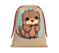 Bonita bolsa de regalo con estampado de nutria con cordón para fiestas, cumpleaños, aniversarios