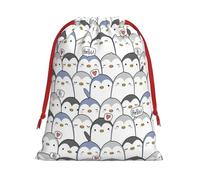 Bonita bolsa de regalo con estampado de pingüino con cordón, recuerdos de fiesta, cumpleaños, almacenamiento diario, oficina, decoración del hogar