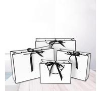 Bonita bolsa de regalo Kraft rosa Caja de regalo dorada para pijamas Ropa Libros Embalaje Bolsas de caja de papel con asa dorada Bolsa de regalo de papel Kraft-línea negra, 10 piezas, L 4 0x H 28 x W