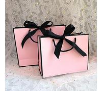 Bonita bolsa de regalo Kraft rosa Caja de regalo dorada para pijamas Ropa Libros Embalaje Bolsas de caja de papel con asa dorada Bolsa de regalo de papel Kraft-Este color, 10 piezas, L 19 x H 13 x W