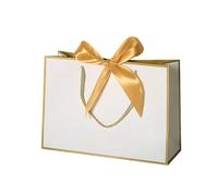 Bonita bolsa de regalo Kraft rosa Caja de regalo dorada para pijamas Ropa Libros Embalaje Bolsas de caja de papel con asa dorada Bolsa de regalo de papel Kraft-Línea dorada, 10 piezas, L 35 x H 30 x