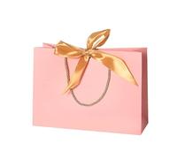 Bonita bolsa de regalo Kraft rosa Caja de regalo dorada para pijamas Ropa Libros Empaquetado Bolsas de caja de papel con asa dorada Bolsa de regalo de papel Kraft-rosa, 10 piezas, L 35 x H 30 x W11cm