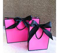 Bonita bolsa de regalo Kraft rosa Caja de regalo dorada para pijamas Ropa Libros Empaquetado Caja de papel con asa dorada Bolsas Bolsa de regalo de papel Kraft-Este color, 10 piezas, L 35 x H 30 x W1