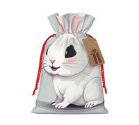 Bonita bolsa de regalo reutilizable de conejo blanco y diseño de cordón que hacen que tu regalo sea más delicado