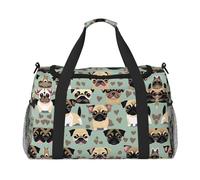 Bonita bolsa de viaje con diseño de carlino chihuahua con cremalleras y asas, bolsa de lona plegable grande para vacaciones familiares, Black, Talla única