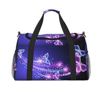 Bonita bolsa de viaje con diseño de mariposas moradas, plegable, impermeable, para la playa, natación, piscina, deportes, gimnasio