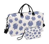 Bonita bolsa de viaje con diseño de monstruos azules de dibujos animados, bolsa de fin de semana, bolsa de gimnasio con correa ajustable para gimnasio plegable, Monstruos azules de dibujos animados, 1