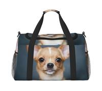 Bonita bolsa de viaje con estampado de chihuahua, bolsa de fin de semana, bolsa de entrenamiento, bolsa de yoga, bolsa de lona para artículos personales para Audlts, Black, Talla única