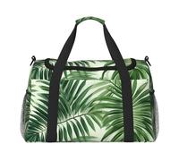 Bonita bolsa de viaje con estampado de hojas de palma verde, bolsa de viaje de 19.7 x 13 x 10.2 pulgadas, elegante bolsa para gimnasio