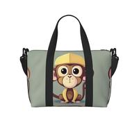Bonita bolsa de viaje con estampado de mono, bolsa de lona de entrenamiento, bolsa de hombro para noche, bolsa de fin de semana para mujeres y hombres, Negro -, Talla única