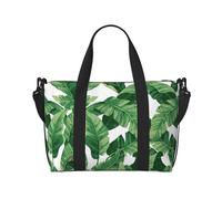 Bonita bolsa de viaje con hojas de palma verde para hombre, bolsa de fin de semana, bolsa de deporte para gimnasio, Negro -, Talla única
