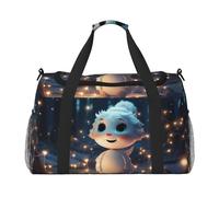 Bonita bolsa de viaje con muñeco de nieve en el bosque, bolsas de fin de semana para hombres y mujeres, adecuada para viajes y actividades al aire libre