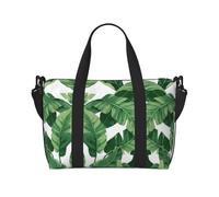 Bonita bolsa de viaje cruzada con estampado de hojas de palma verde para adultos, adecuada para viajes, camping, picnics