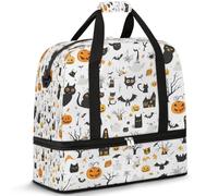 Bonita bolsa de viaje de dibujos animados de Halloween para mujeres y hombres, bolsa de fin de semana, plegable, separada, 47 L, bolsa de mano para deportes, gimnasio, yoga, color, 47 L, Organizador
