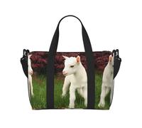 Bonita bolsa de viaje de fin de semana con estampado de cordero para adultos, adecuada para viajes, camping, picnics